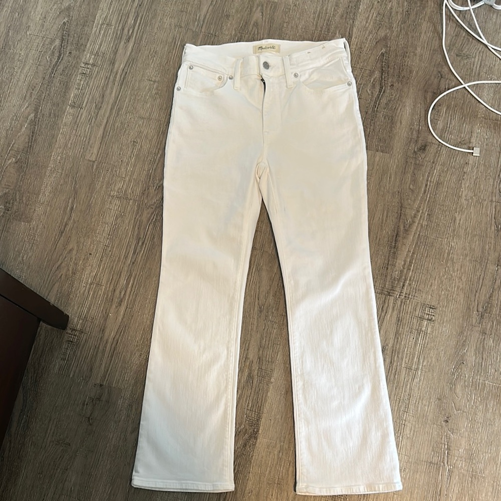 Madewell White Mid-Rise Kick Out Crop Jeans